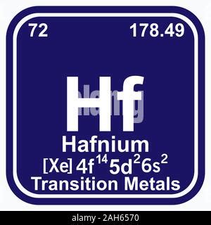 Hf Hafnium Chemical Element Periodic Table Single Vector Illustration