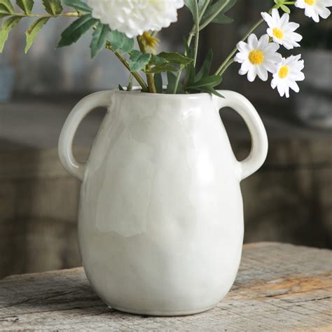 Amazon Tanvecle White Ceramic Vase With 2 Handles Modern