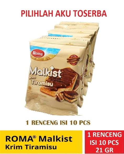 Jual Biskuit Roma Malkist Krim Tiramisu 21 Gr Harga 1 Renceng Isi 10 Pcs Di Seller