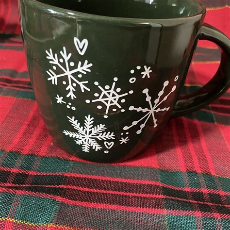 Starbucks 14oz Ceramic Coffee Mug Green With Snowflake Design Ebay