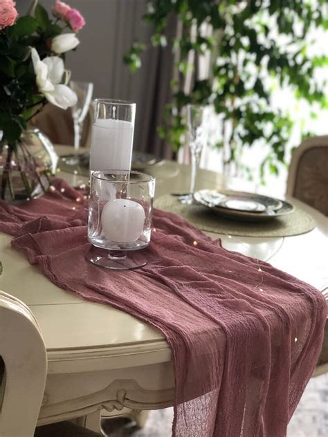 Dusty Rose Rustic Gauze Table Runner Many Color Boho Wedding Etsy