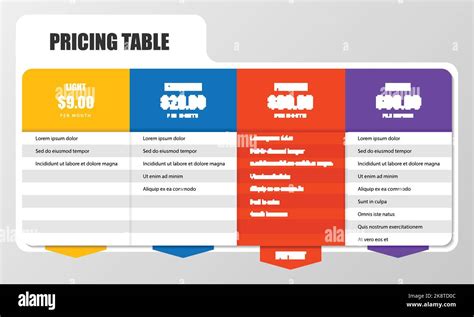 Infographic Design Template Pricing Table Concept Can Be Used For