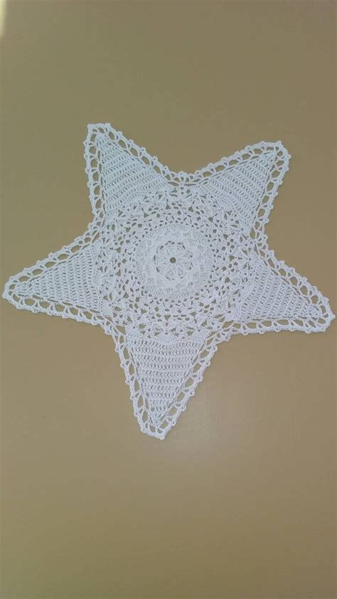 Crocheted Five Point White Star Doily Etsy Crochet Etsy Crochet