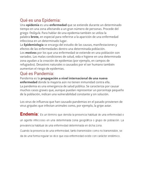 Las Diferencias Entre Epidemia Pandemia Y Endemia Pdf