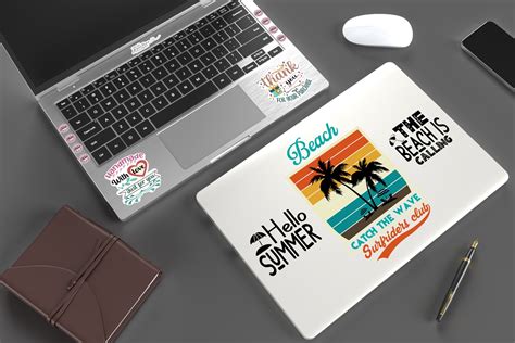 Open and closed Laptop stickers mockup - Rami's Design