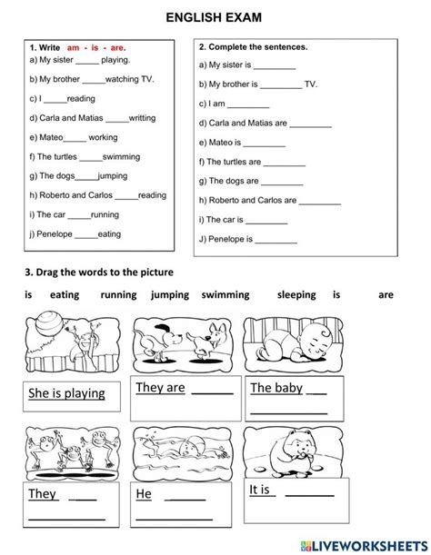 English Worksheet With Pictures And Words To Help Students Learn How To