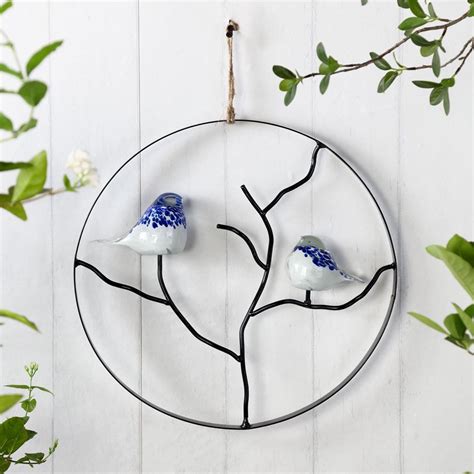 Art Glass Bird Pair Wall Hanging Outdoor Decor Ideas Glass Birds Wall Hanging Glass Art