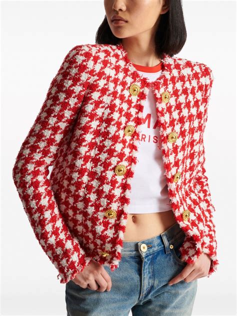 Balmain Houndstooth Tweed Jacket Farfetch