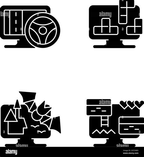 Life Simulator Games Types Black Glyph Icons Set On White Space Stock