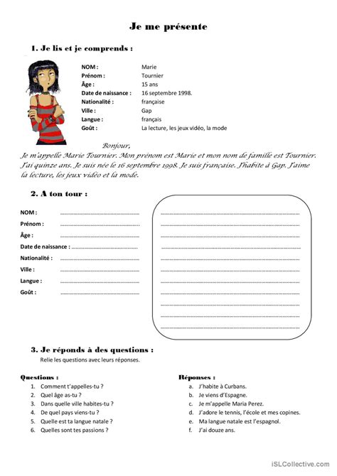 Se présenter briser glace Français FLE fiches pedagogiques pdf doc