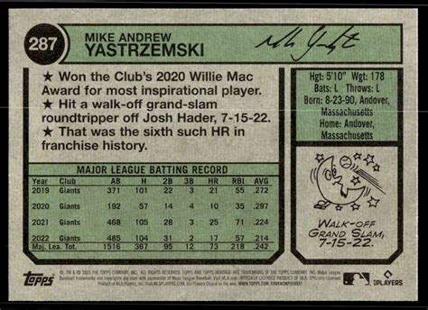 Topps Heritage Mike Yastrzemski San Francisco Giants Ebay