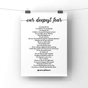 Our Deepest Fear Poem by Marianne Williamson Print Poem About Universal ...