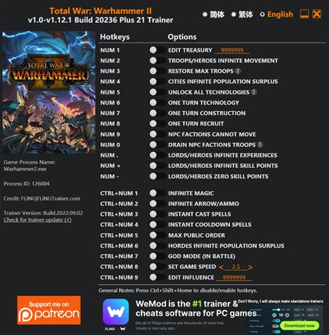 Total War Warhammer II Trainer FLiNG Trainer PC Game Cheats And Mods