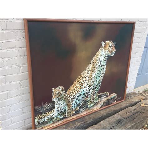 Large "Cheetah and Cub" Oil Painting by Anderson | Chairish