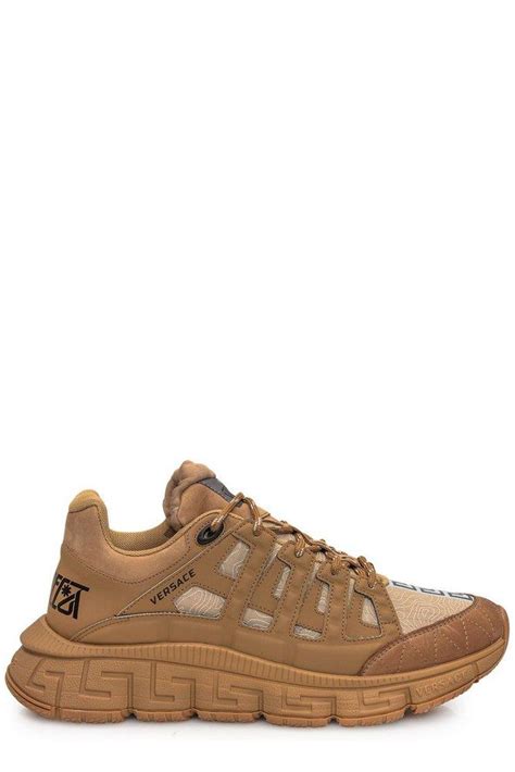 Versace Trigreca Lace Up Sneakers In Brown For Men Lyst