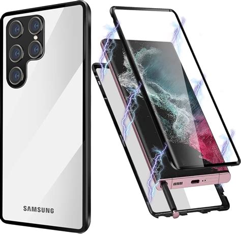 Magnetische Hülle für Galaxy S22 Ultra Clear Doppelseitige Glas