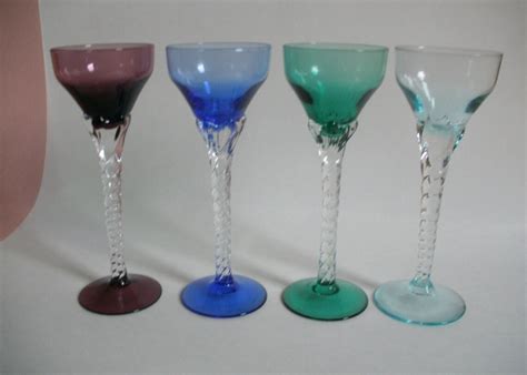 Multi Colored Handmade Cordial Glasses With Twisted Crystal Etsy