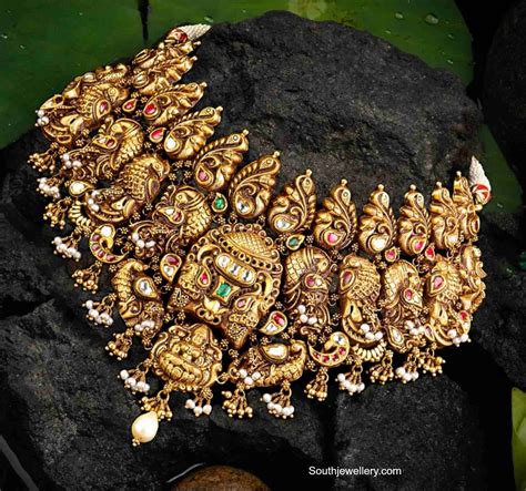 Antique Gold Peacock Nakshi Choker Indian Jewellery Designs