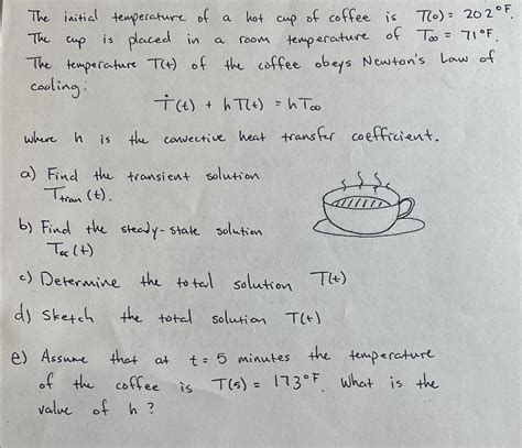 Solved The Initial Temperature Of A Hot Cup Of Coffee Is Chegg