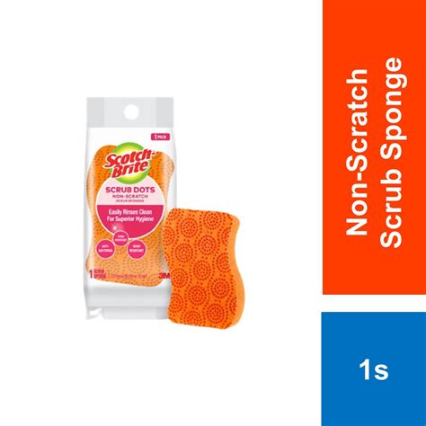 M Scotch Brite Scrub Dots Non Scratch Antibacterial Scrub Sponge S