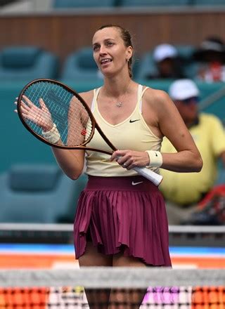 Petra Kvitova Reacts After Defeating Sorana Editorial Stock Photo