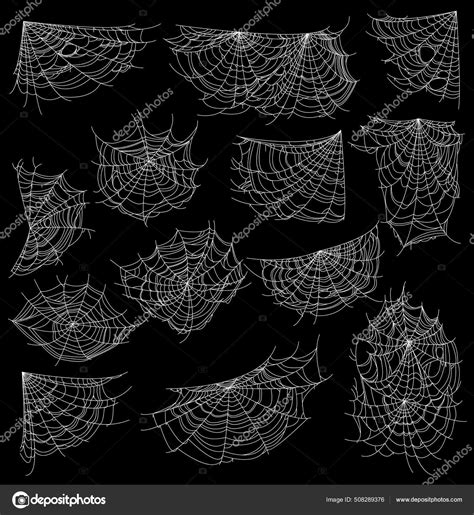 Halloween Sticky Cobweb Spider Web Vector Cartoon Icons Halloween