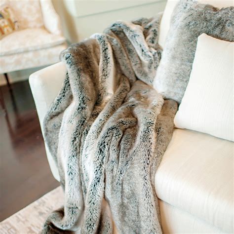 Signature Series Faux Fur Throw Grey Rabbit Fabulous Furs Touch