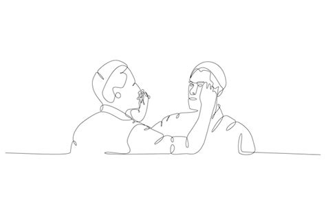 Premium Vector Continuous Line Drawing Of Two Person Grooming Make Up