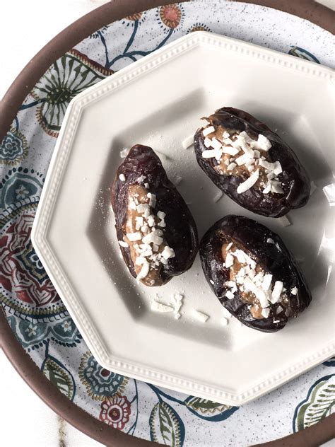 Dates Stuffed With Almond Butter And Coconut Mia Kouppa