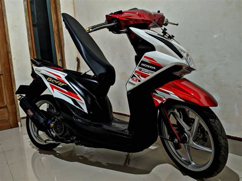 Modifikasi Beat Warna Merah Putih