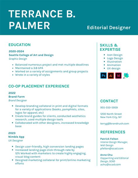 Simple Teal Student Resume Template - Venngage