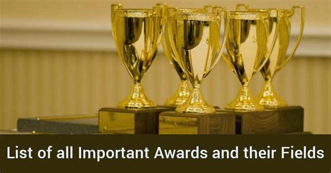 List Of All Important Awards And Their Fields