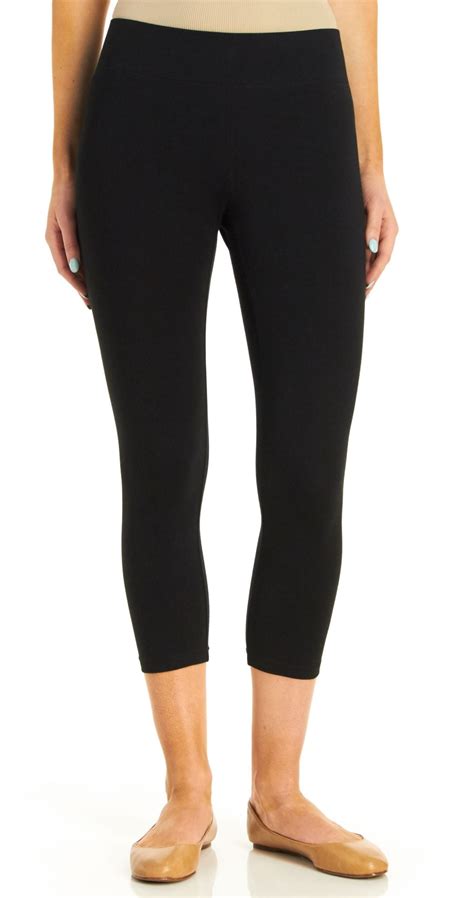 Hue Hue Womens Ultra Capri Wide Waistband Leggings Black Medium