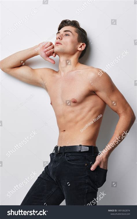 Sexy Man Naked Torso Holds His Stock Photo Shutterstock