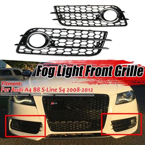 Honeycomb Front Bumper Fog Light Cover Grille For Audi A4 B8 S Line S4