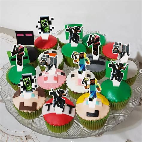 Pcs Pixel Miner Cupcake Toppers Video Game Cupcake Toppers Miner