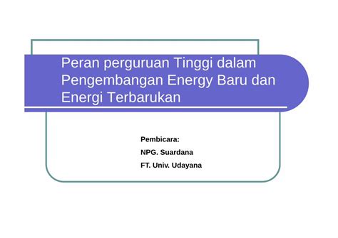 Pdf Peran Perguruan Tinggi Dalam Pengembangan Energy Baru Dan