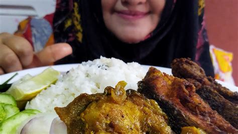 Chicken Curry Fish Fry Fish Buna With Rice Eating Show Eating Show