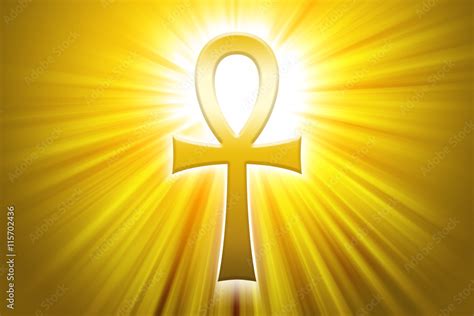 Ilustracja Stock Golden Ankh With Sunbeams Also Breath Of Life The