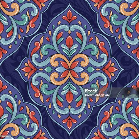 ornamen mewah merah biru  kuning bermotif mulus motif tradisional