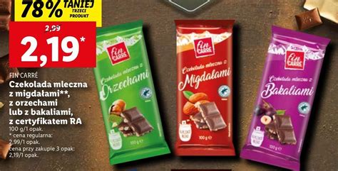 Promocja Czekolada mleczna z siekanymi migdałami fin carre w Lidl