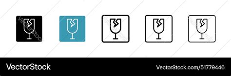 Box Fragile Line Icon Set Royalty Free Vector Image