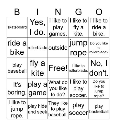 Fun In The Sun Bingo Card