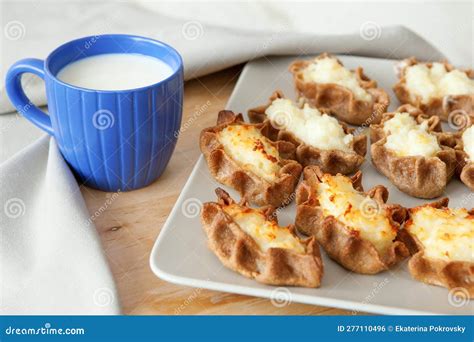 Traditional Karelian Pasties With Cup Of Milk Stock Photo Image Of