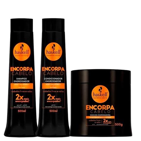 Kit Engrossador Haskell Encorpa Cabelo M Scara Shampoo E