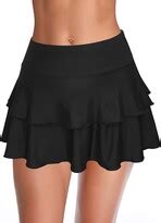 Shekini Women S Swimskirt Double Ruffle Layers Swimsuit Skirt With