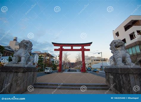 Tori Gate Front Of Dankazura Pathway To Tsurugaoka Hachimangu Shrine