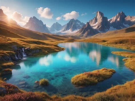 Very Beautiful View Of The Mountains Premium Ai Generated Image