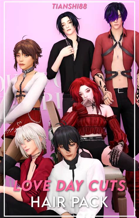 Love Day Cuts Hair Pack Tianshi Sims 4 Anime Sims 4 Body Mods Sims 4