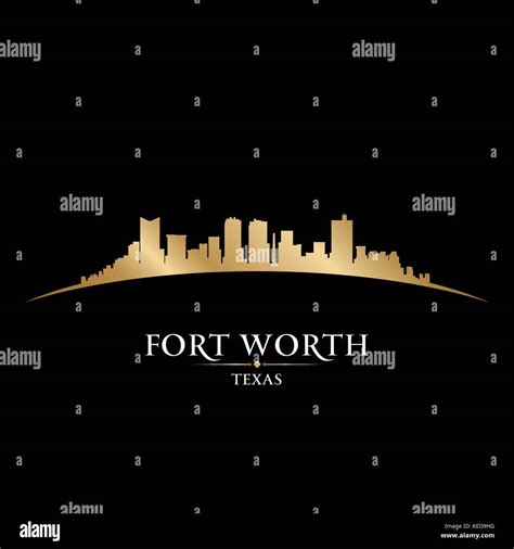 Fort Worth Texas City Skyline Silhouette Vector Illustration Stock